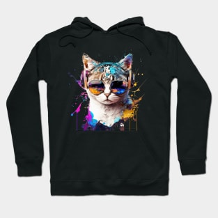 Colorful Cat-Eyed Glasses and Headset Hoodie